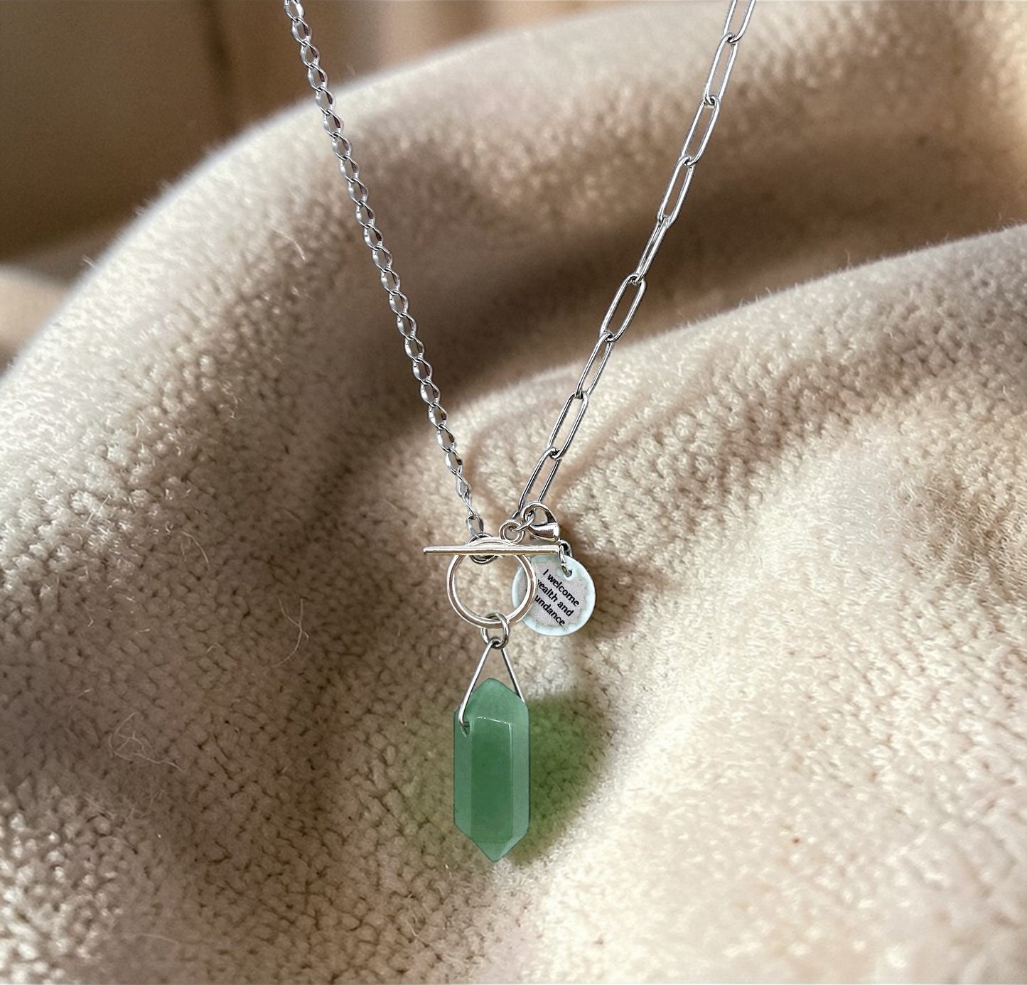 Abundance Necklace | Silver with Green Aventurine