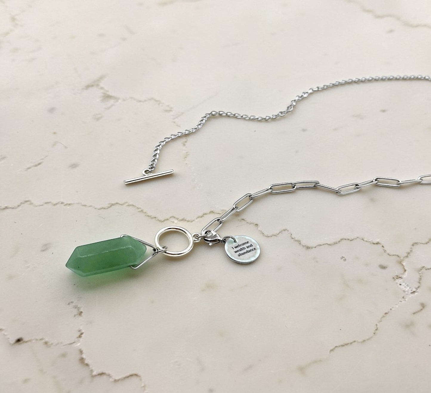 Abundance Necklace | Silver with Green Aventurine