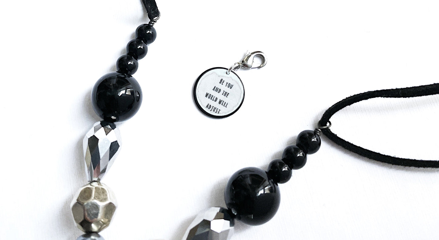'Be You' Necklace-Black/Silver