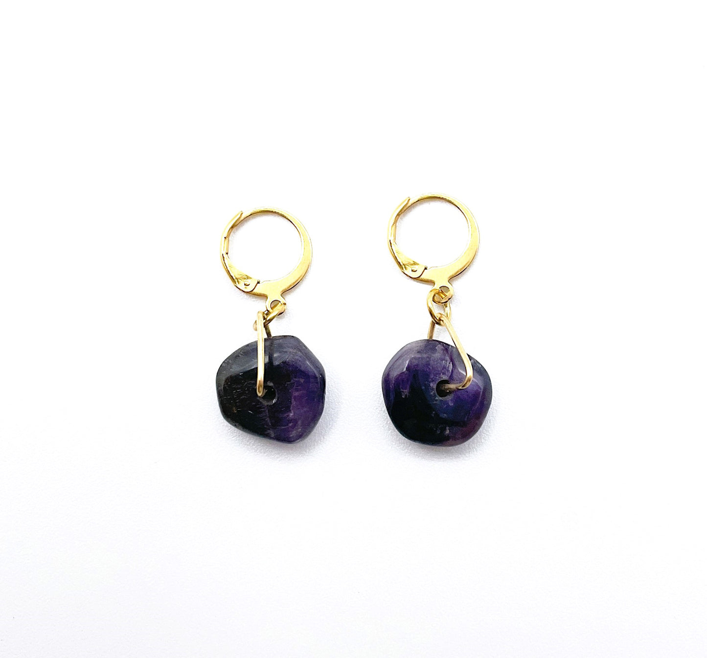 'Calm' Earrings With Amethyst - Gold