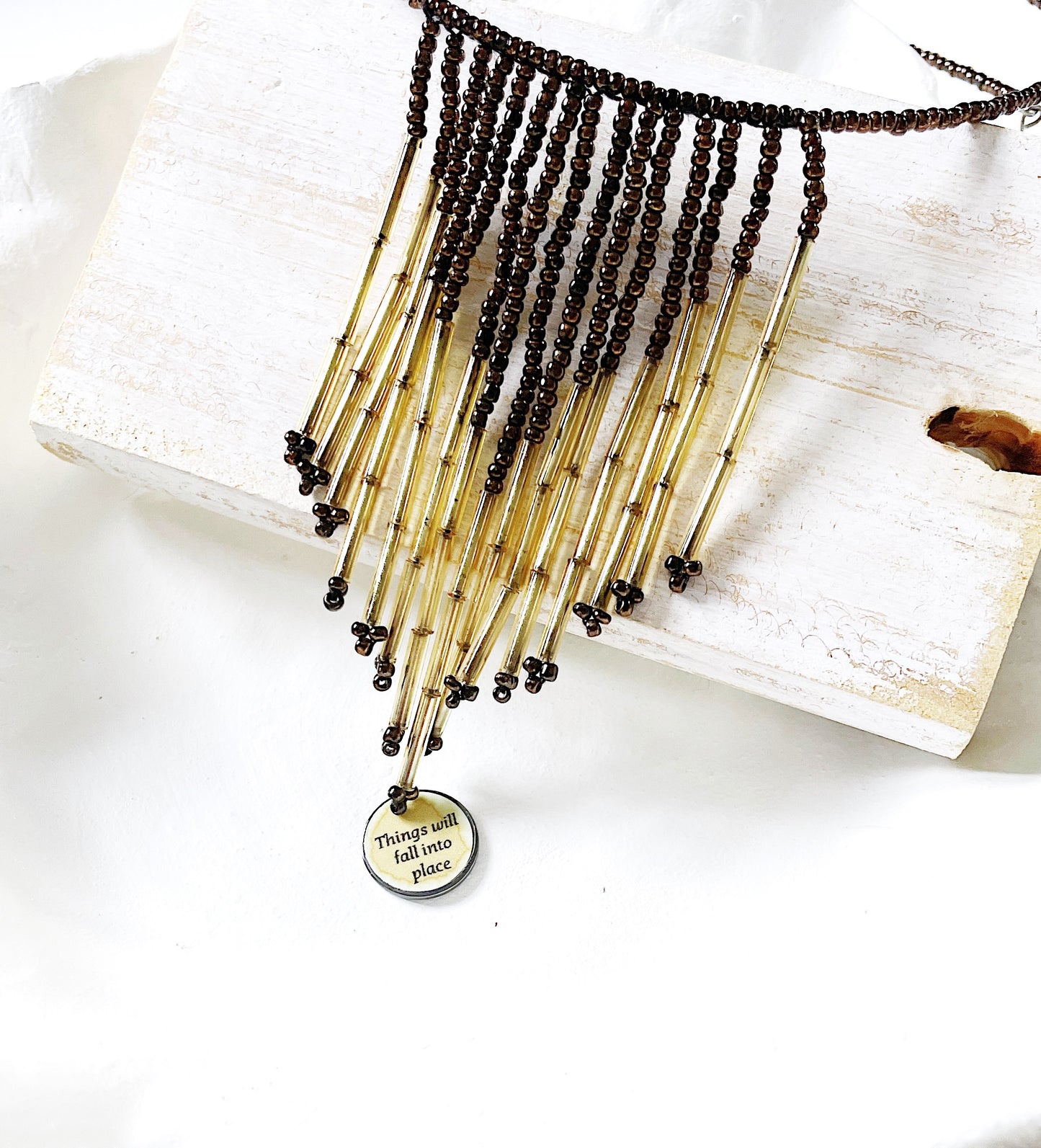 'Fall' Collar Necklace - Antique Bronze