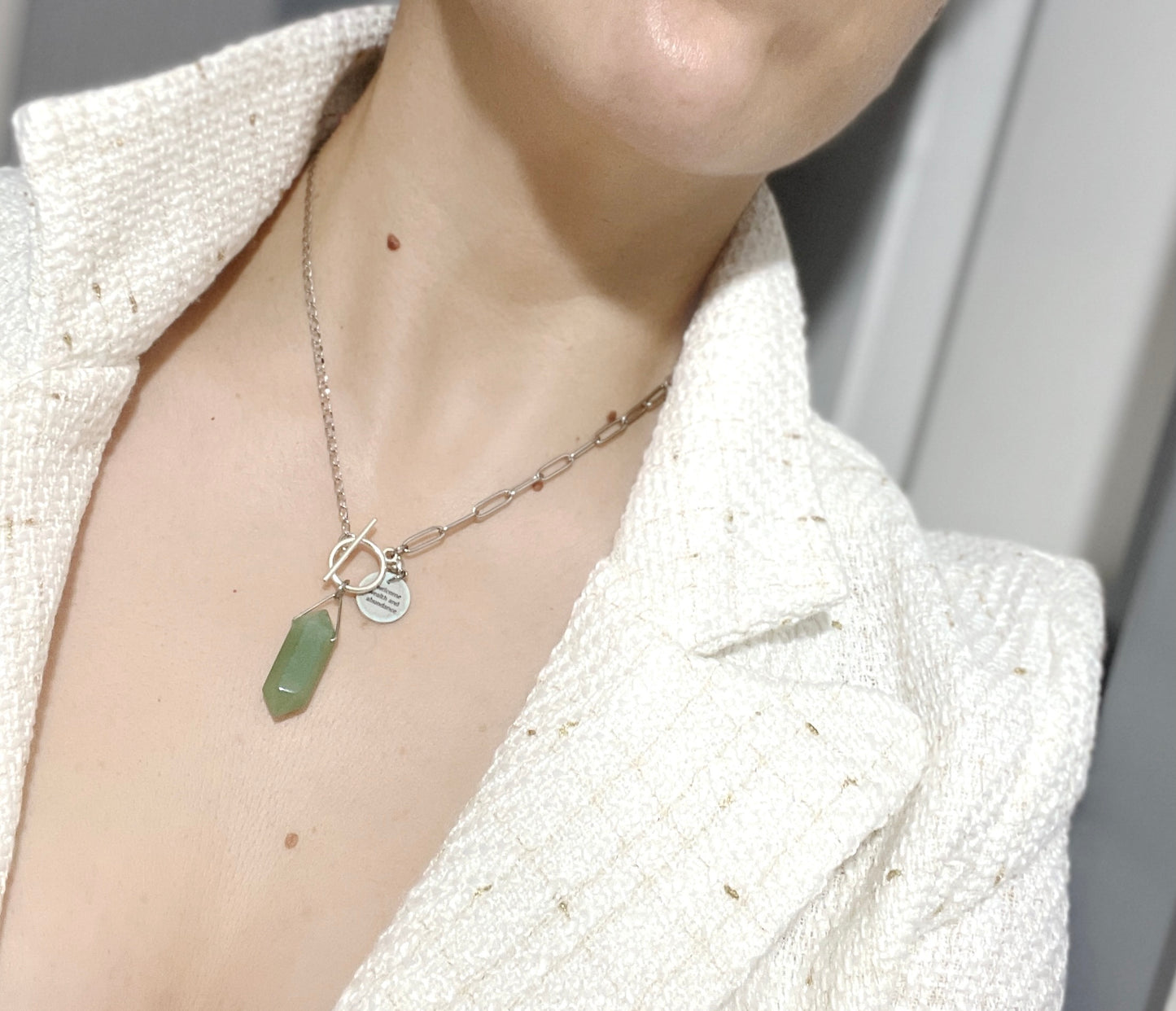 'Abundance' Necklace With Green Aventurine - Silver