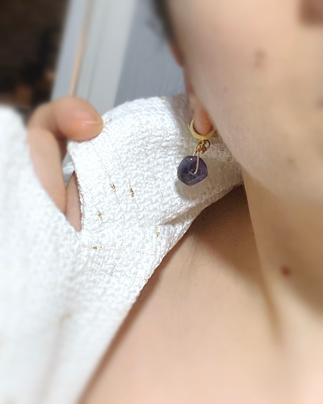 'Calm' Earrings With Amethyst - Gold