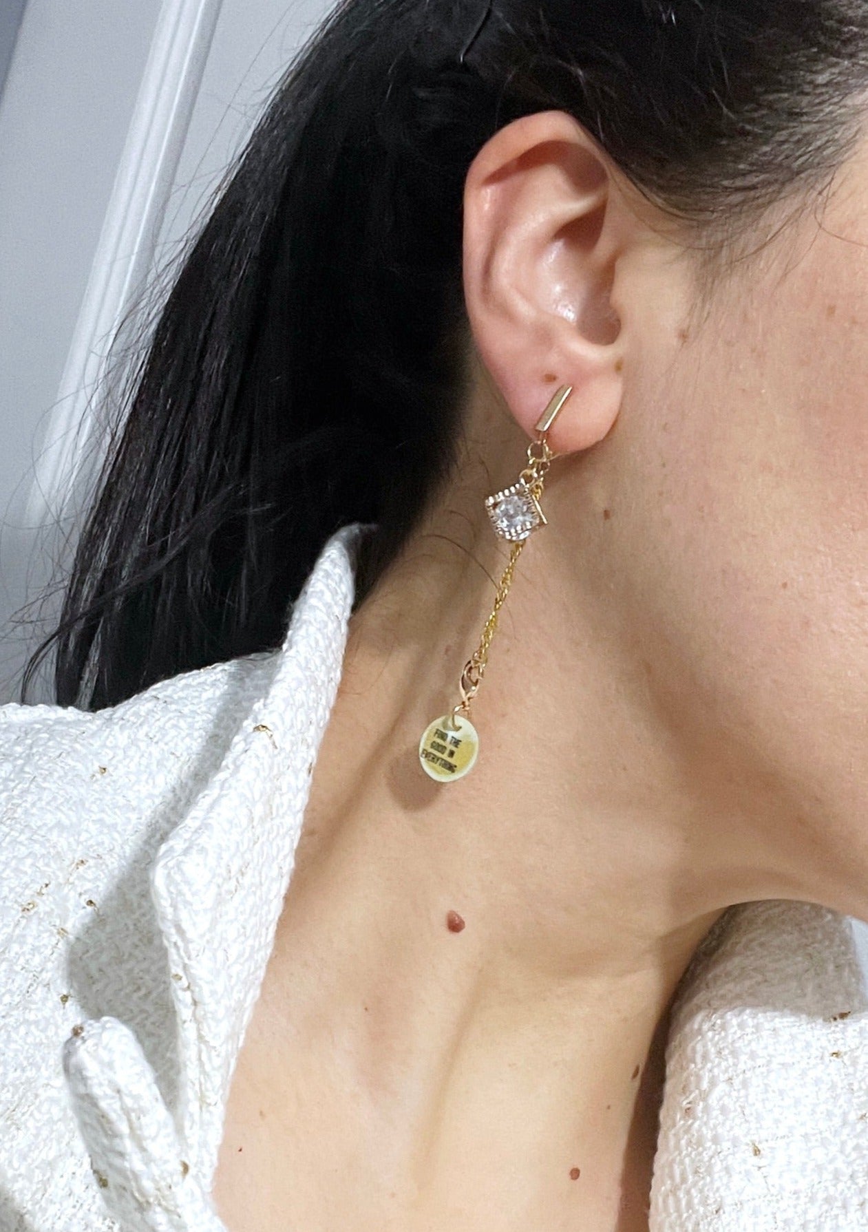 'The Good' Earrings With CZ Crystals - Gold