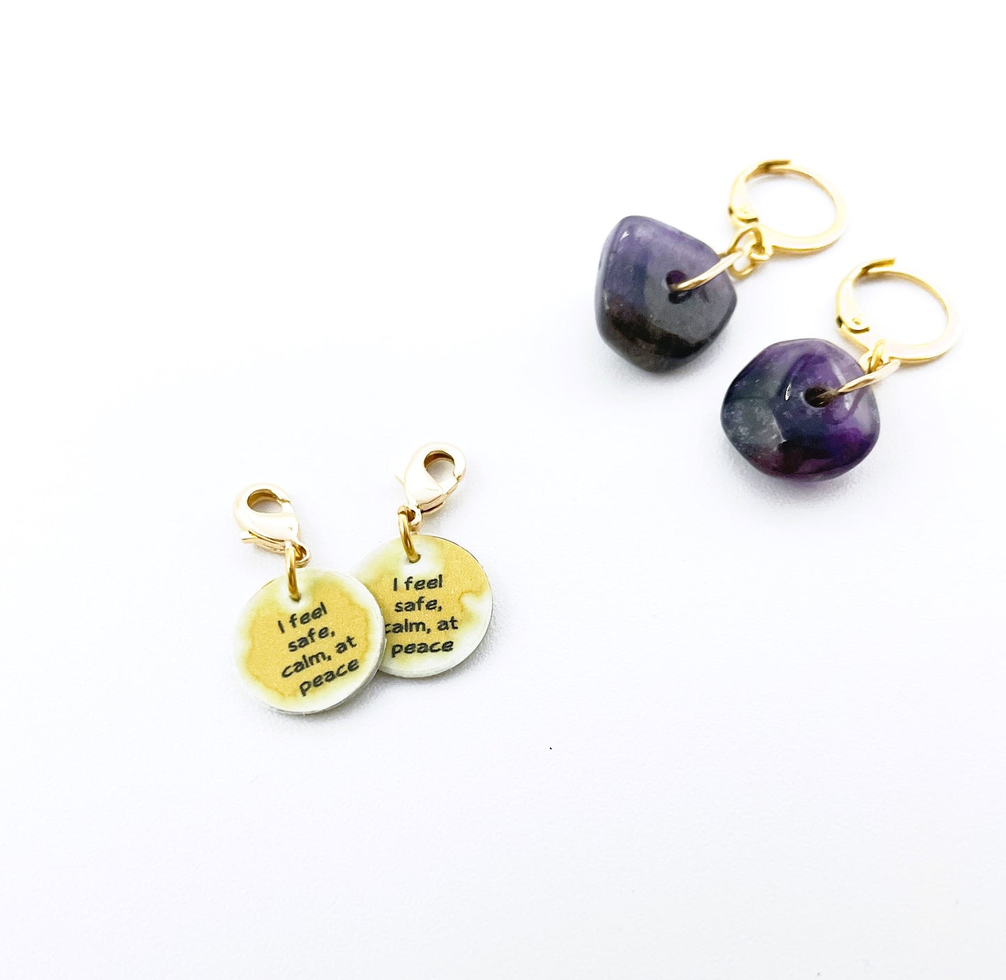 'Calm' Earrings With Amethyst - Gold