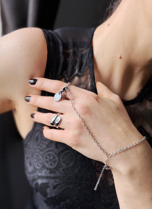 'Weird And Wonderful' Ring/Bracelet Set - Silver