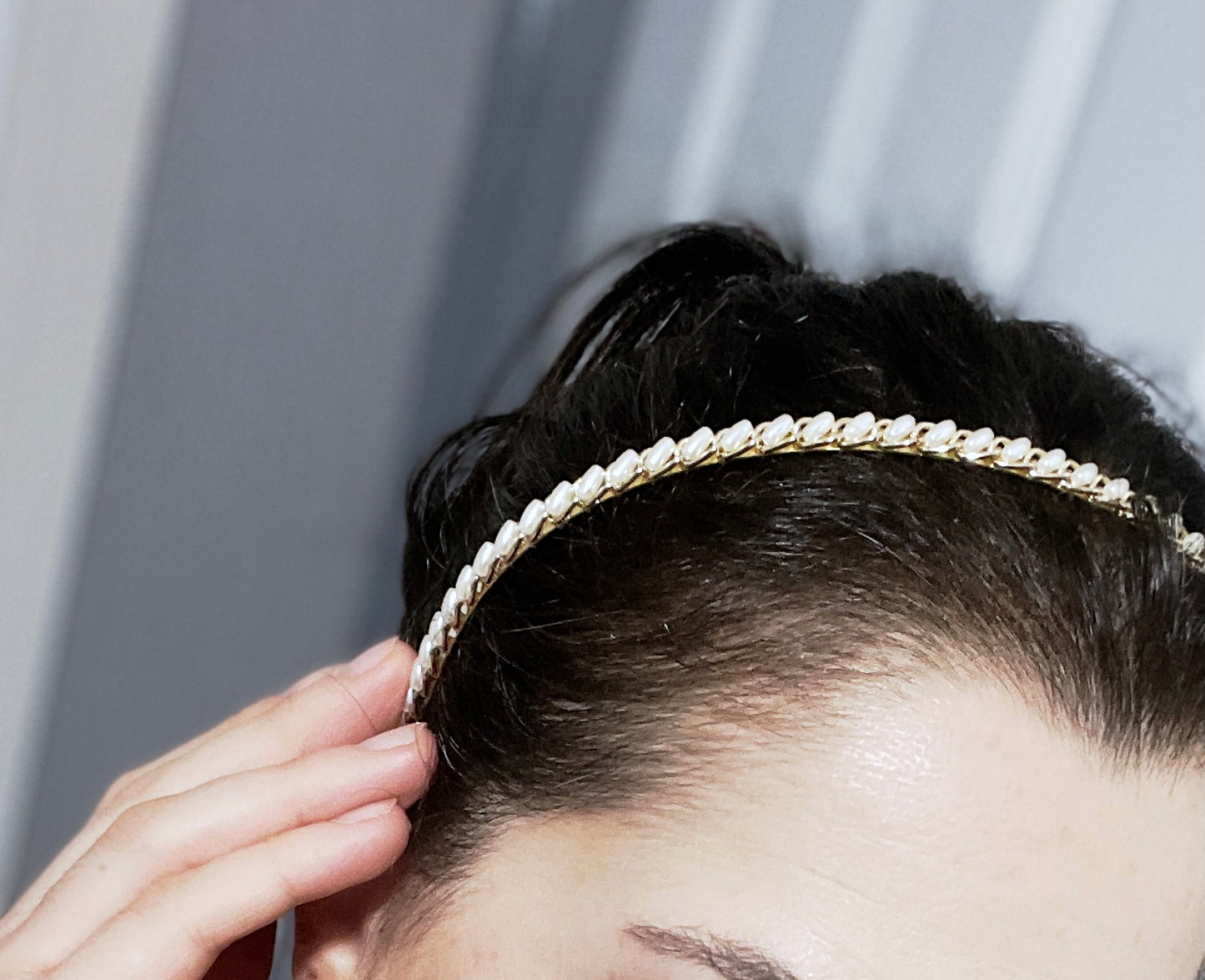 'Precious Moment' Pearl Hairband - Gold