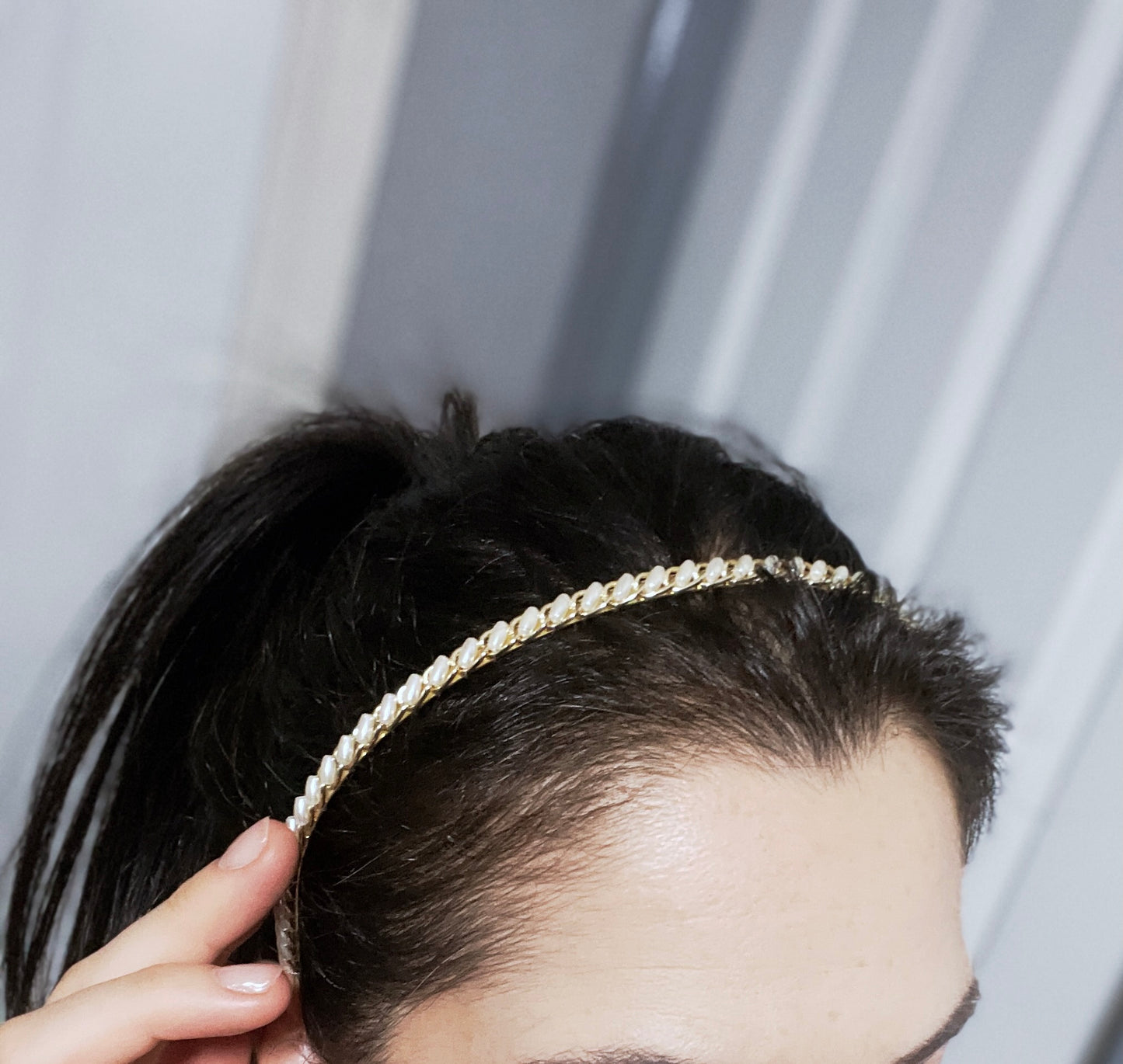 'Precious Moment' Pearl Hairband - Gold