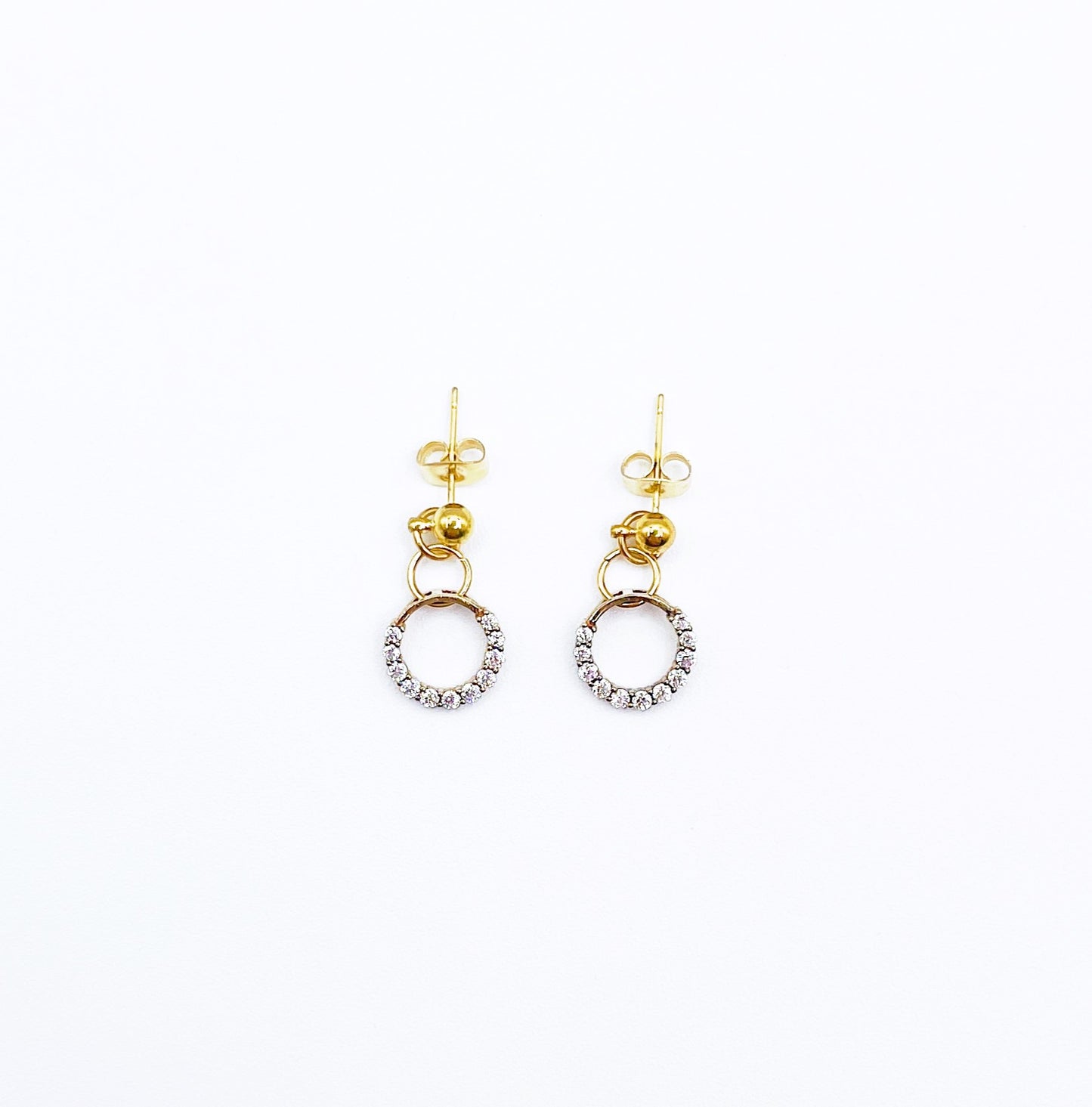 'I Love You' Earrings With CZ Crystals - Gold