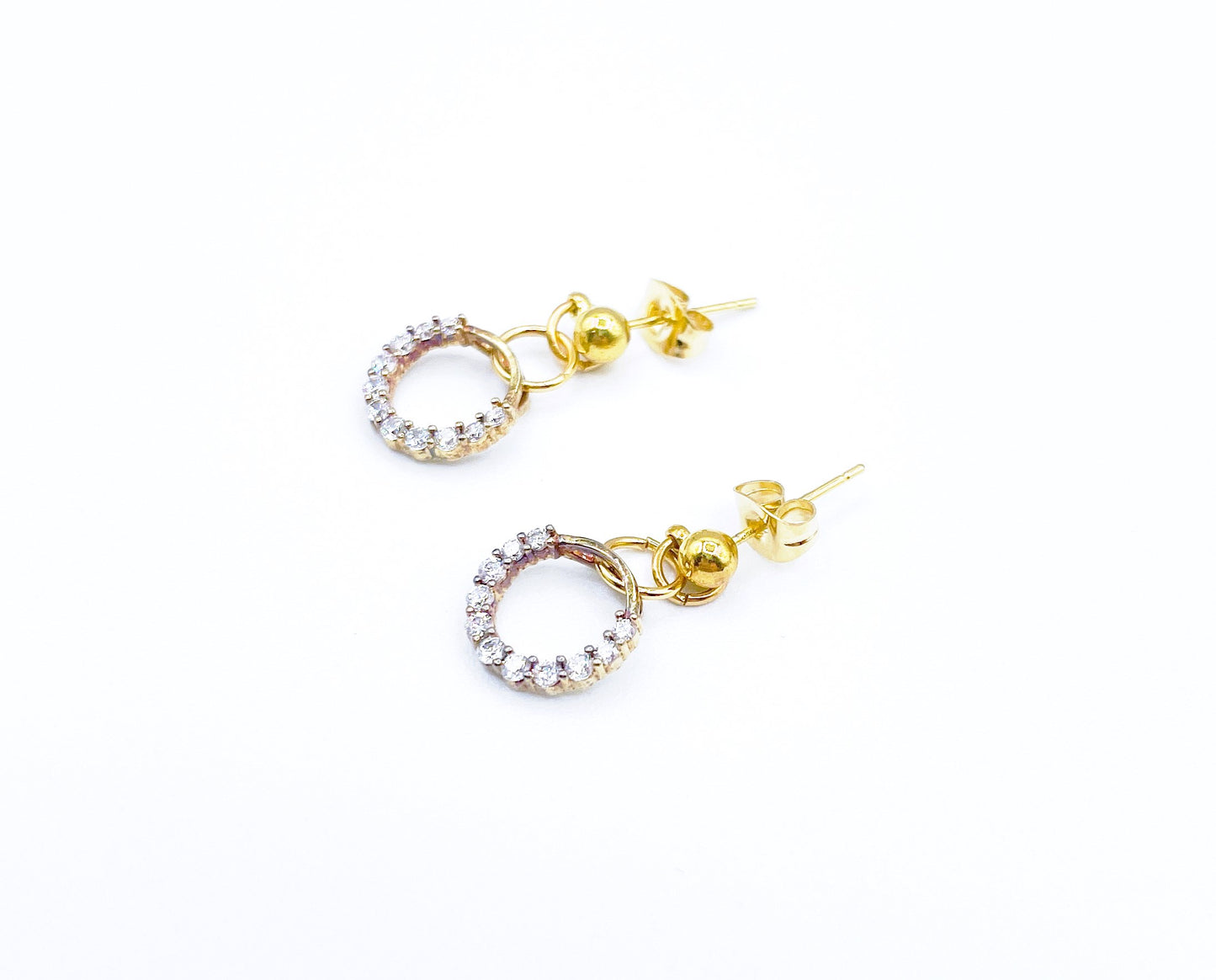 'I Love You' Earrings With CZ Crystals - Gold