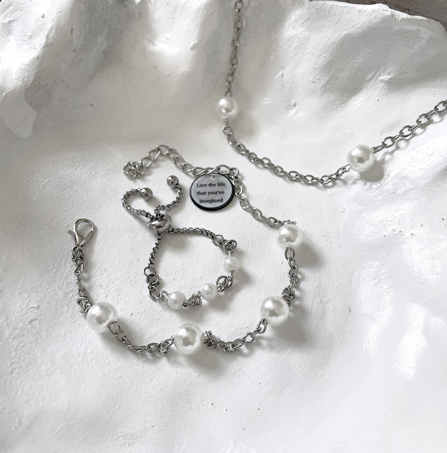 'Imagine' Necklace/Bracelet/Ring Set - Silver/Gold