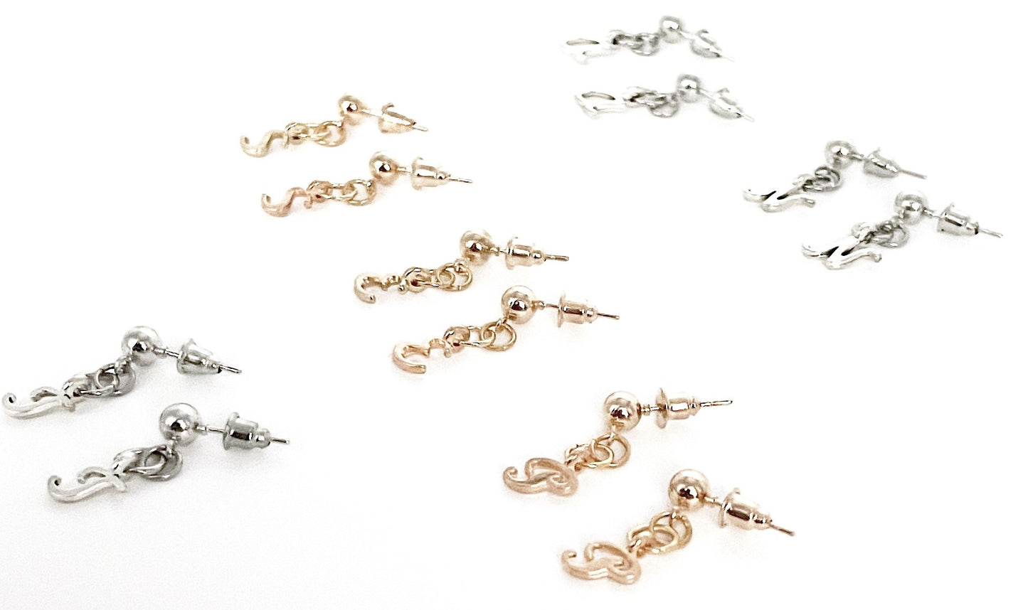 Drop Earrings With Initial Charms-Silver/Gold