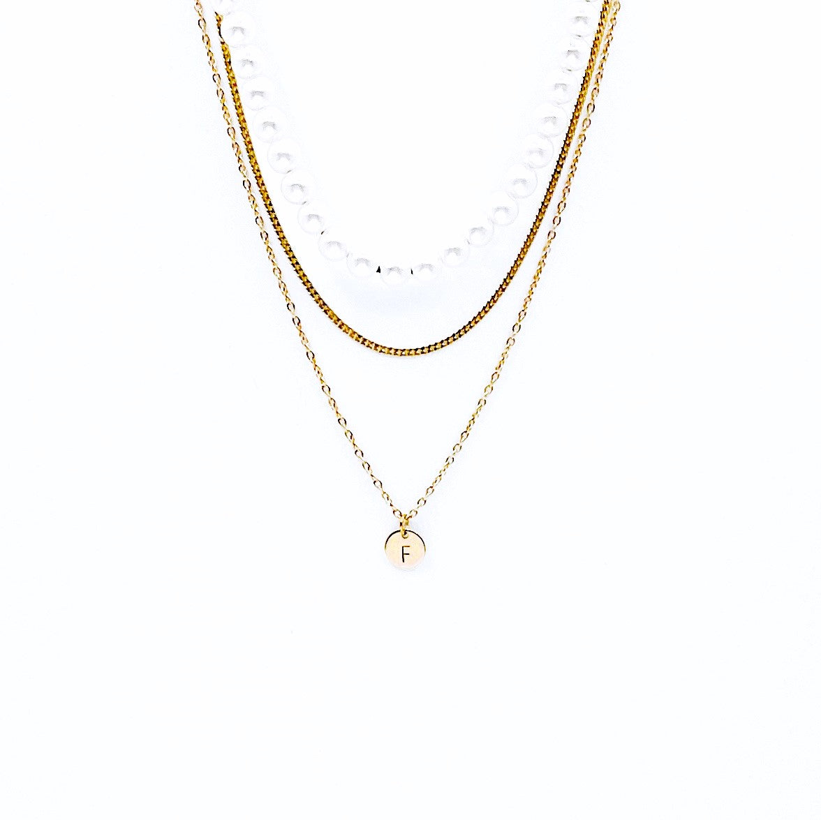 Initial Necklace Stack - Gold