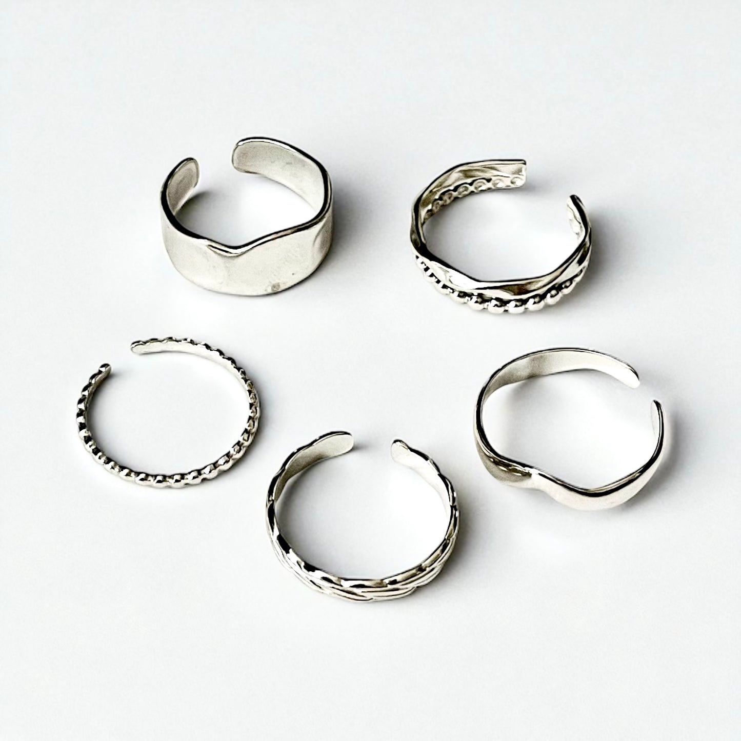 Hush Finger & Toe Ring Stack Set - Silver
