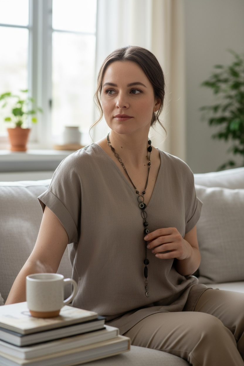 Whisper Necklace with Onyx - Gunmetal