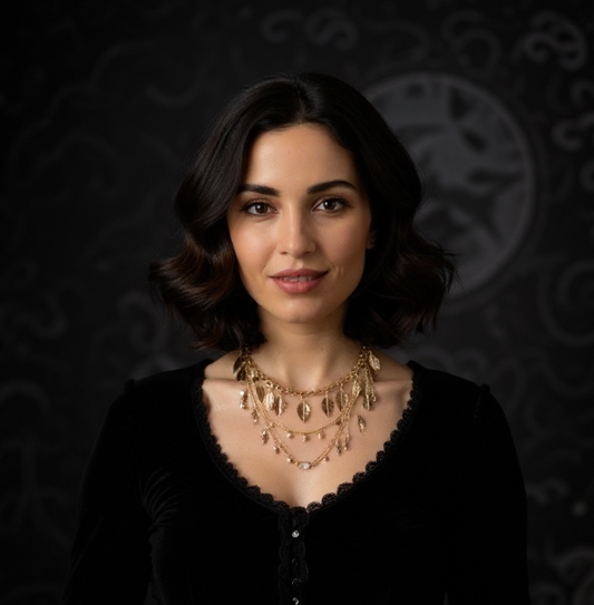 'Remembrance' Necklace Set With Black Mother of Pearl - Gold