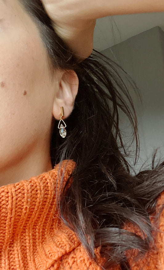 'Shine Again' Earrings With Citrine - Gold