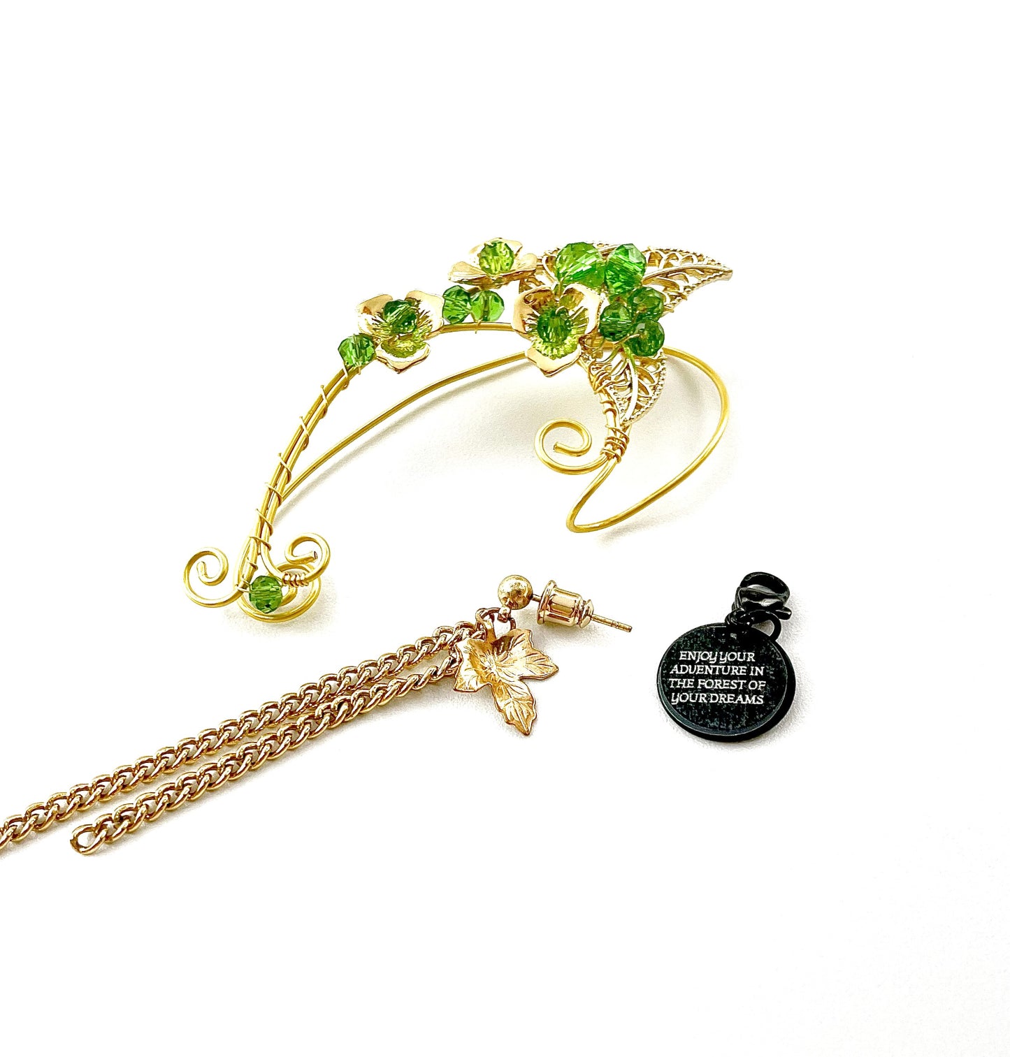 'The Nymph' Beaded Ear Cuff/Single Earring Set -Gold