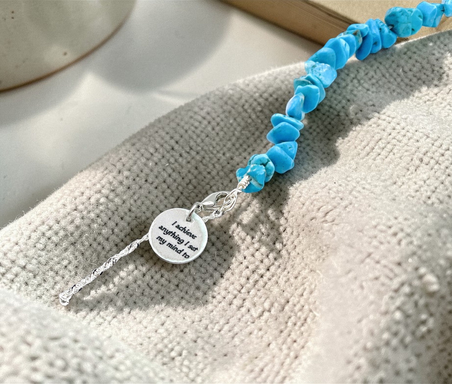 'Achieve' Necklace With Turquoise - Silver