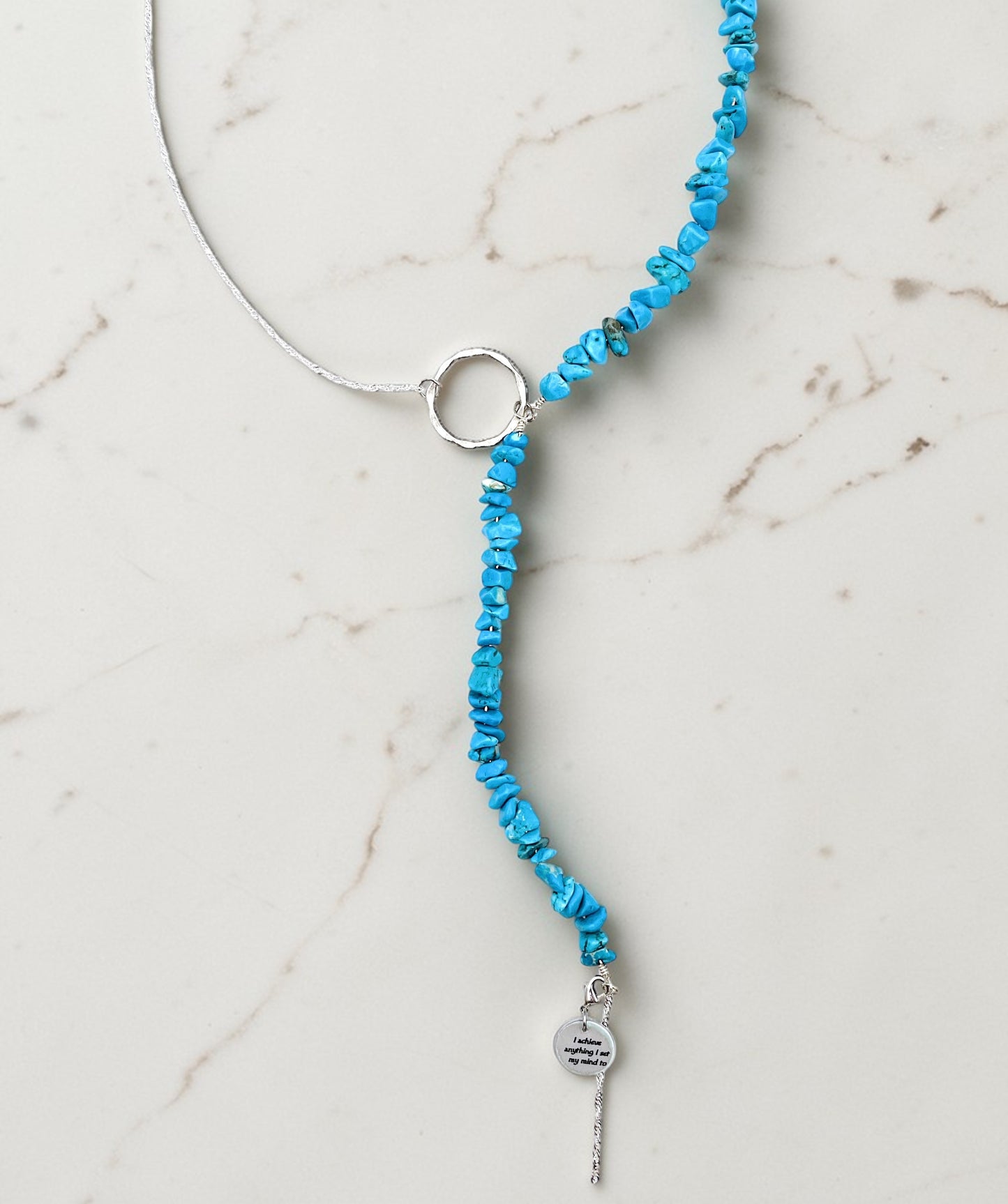 'Achieve' Necklace With Turquoise - Silver