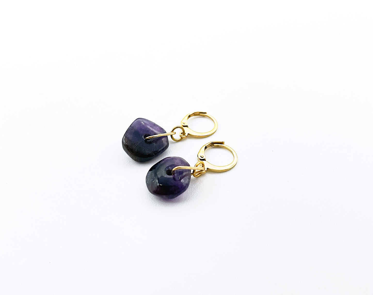 'Calm' Earrings With Amethyst - Gold