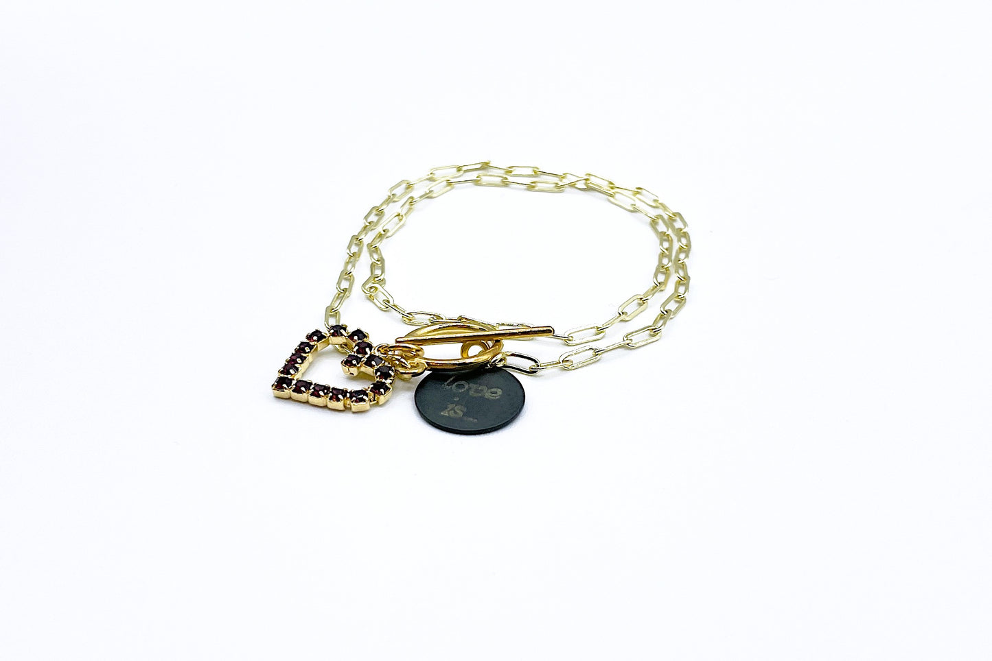 'Love Is...Forever' Bracelet With Amethyst CZ Crystals - Gold