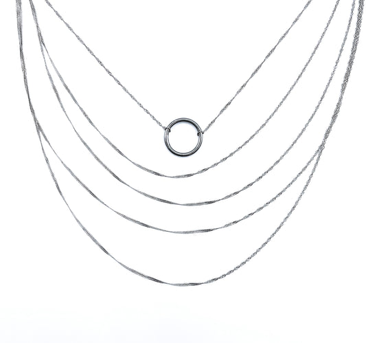 'Lessons' Layered Necklace-Silver