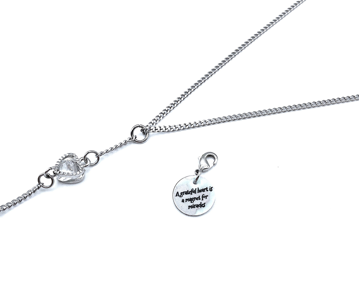 'Miracles' Necklace With CZ Crystals - Silver