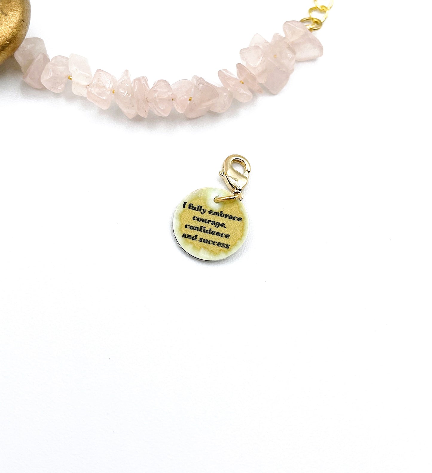 'Radiate' Bracelet With Rose Quartz - Gold