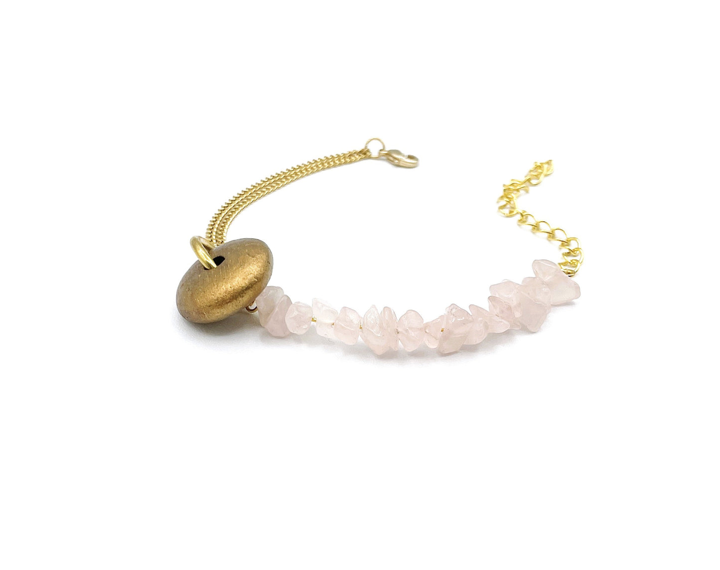 'Radiate' Bracelet With Rose Quartz - Gold