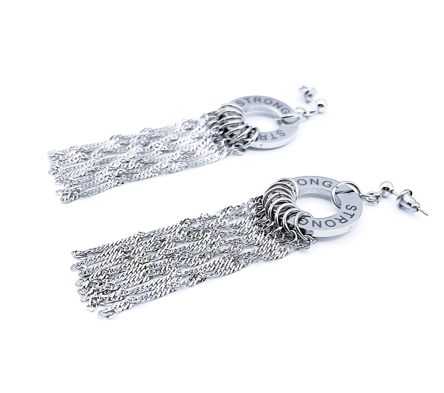 'Strong' Earrings-Silver