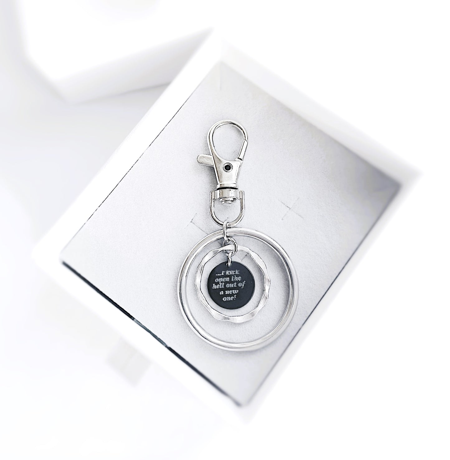 'When One Door Closes' Wrap Bracelet + Keyring Set - Silver