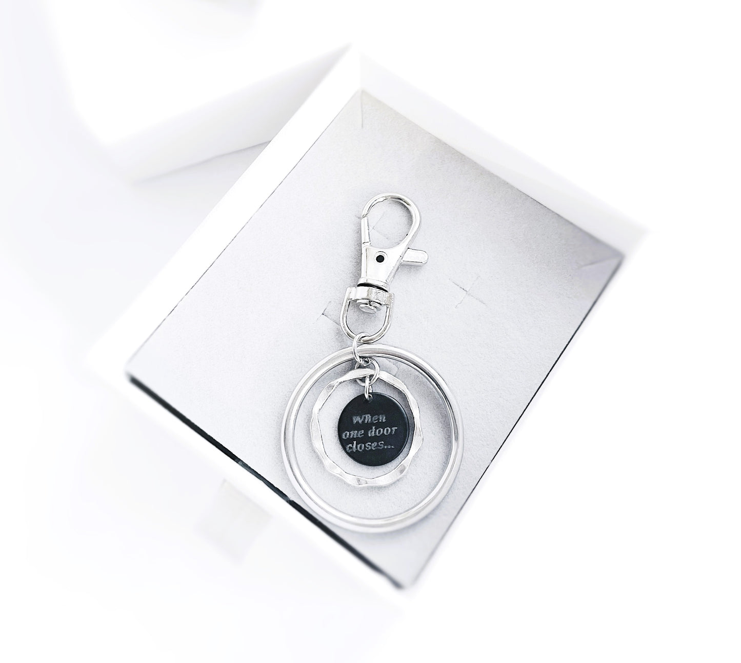 'When One Door Closes' Wrap Bracelet + Keyring Set - Silver